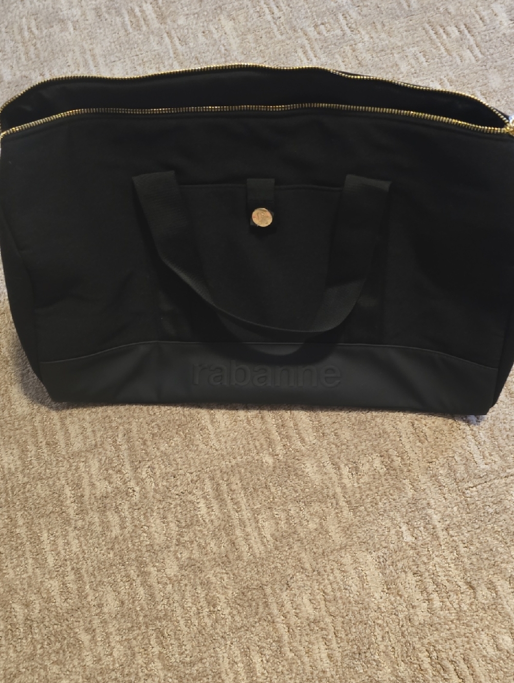 Paco Rabanne Black Tote with Gold Zipper